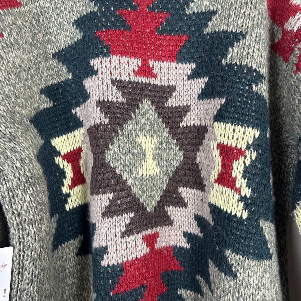 Lucky Brand Men's‎ XXL Sweater Grey Red Southwestern Geometric Knit 149504 - Picture 11 of 12